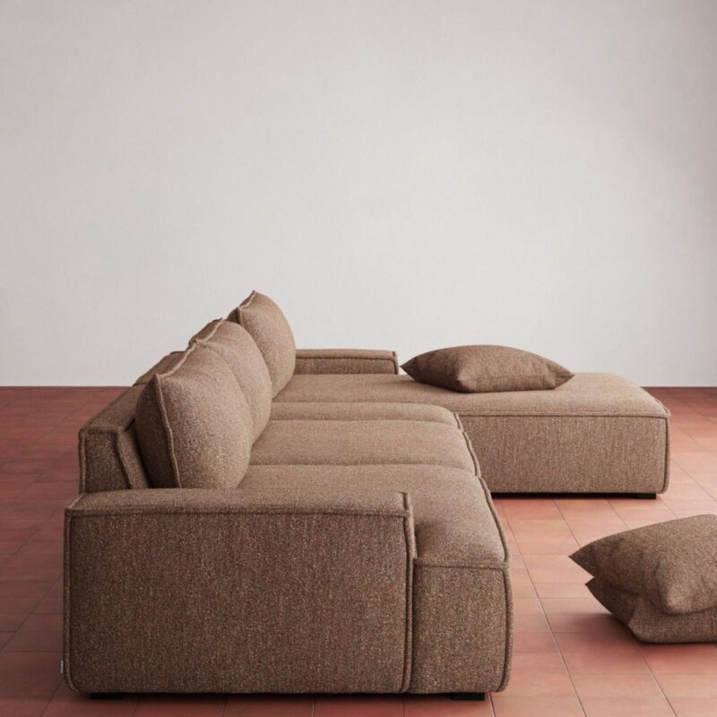 Daphne, Module Couch, 1 Seater Arm Right, Pebble Rust