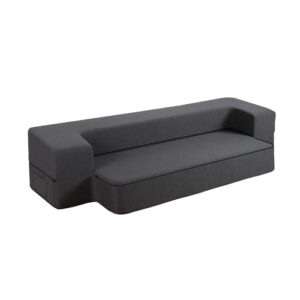 HonTop 8 Inch Folding Sofa Bed Couch Queen Memory Foam Convertible Futon Sleeper Chair Foam Bed for Bedroom Living Room Guest. Dark Grey Queen