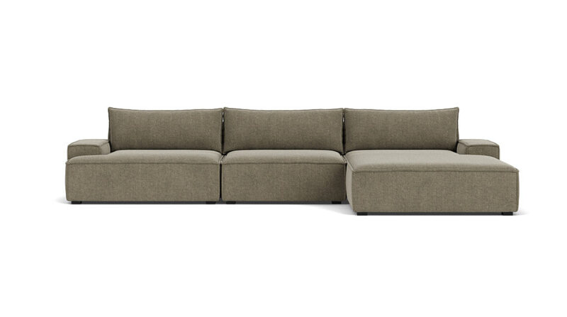 Daphne 3 Seater Chaise Right, Free Sage
