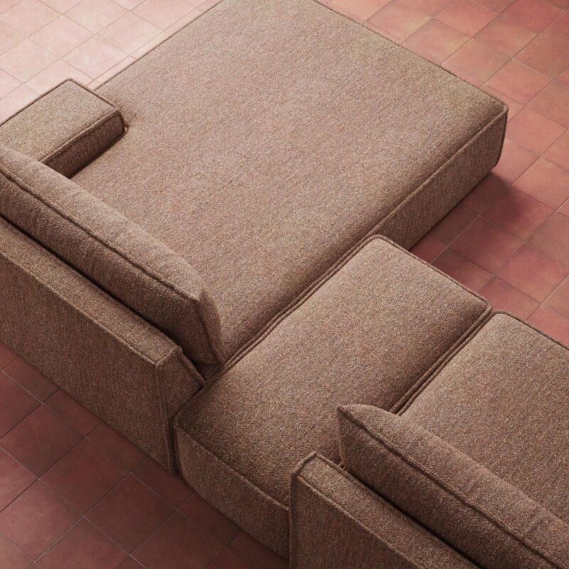 Daphne, Module Couch, 1 Seater Arm Right, Pebble Rust