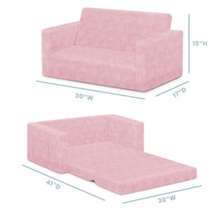 Delta Children Serta Perfect Sleeper Extra Wide Convertible Sofa to Lounger. Comfy 2-in-1 Flip Open Couch/Sleeper for Kids. Pink