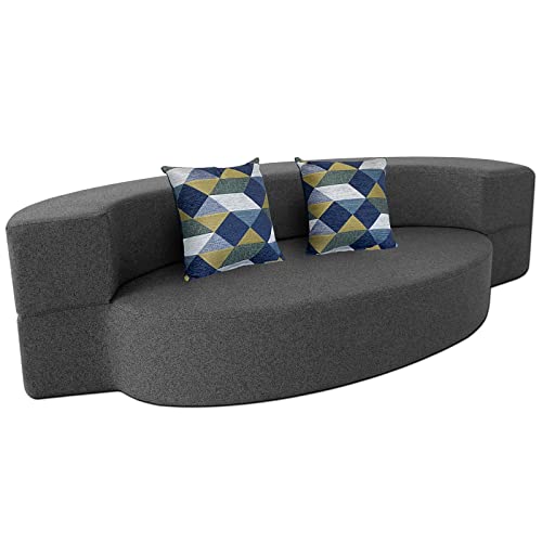 Nigoone Modern Folding Sofa Bed Couch Memory Foam with 2 Pillows Sleeper Sofa futon Couch for Bedroom Living Room Guests. Washable Set. Stylish Oval 76''L × 41.5''D × 10''H.Dark Gray