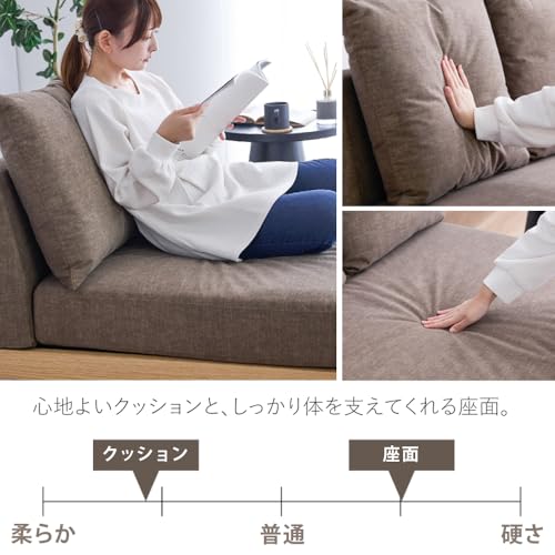 Iris Plaza Floor Sofa. Scandinavian Style. Low Sofa. Single Seat. Natural Wood Frame. Armless Sofa. 1-Piece Sofa. Stylish. Single Person Use. Compact. Greige
