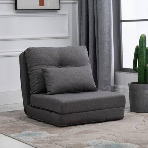 MICAR Convertible Flip Chair. Floor Lazy Sofa. Folding Couch Bed with Adjustable Backrest (Grey)