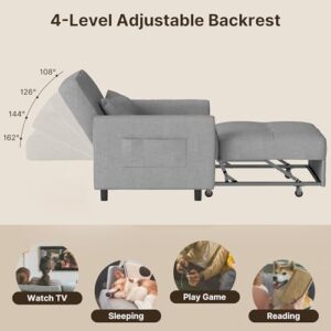 Gizoon Sofa Bed Chair 3-in-1 Convertible. Pullout Single Sleeper Chair Bed with Adjustable Backrest. Spacious Multifunctional Sofa Couches for Living Room. Bedroom. Apartment