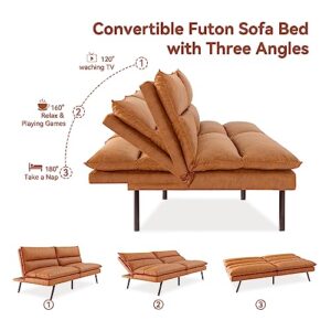 Opoiar Convertible Armless Futon Sofa Bed.3'' Memory Foam Modern Loveseat Couch.71'' L Sleeper Bed.Small Splitback Faux Leather for Living Room.Home Office.Apartment.Brown.534brown