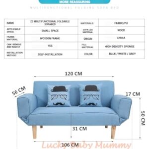 Z3 Foldable Lazy Sofa bed for Small Spaces/Fabric Sofa Bed/Double Sofa Chair (Blue)