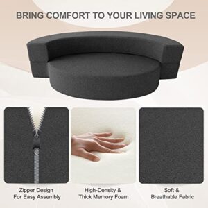 Nigoone Modern Folding Sofa Bed Couch Memory Foam with 2 Pillows Sleeper Sofa futon Couch for Bedroom Living Room Guests. Washable Set. Stylish Oval 76''L × 41.5''D × 10''H.Dark Gray
