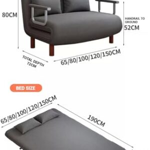 Foldable Velvet Sofa Bed - Multi-functional Single Chair. Lazy Bed. Washable (Grey Fabric 190 * 80 * 26CM)