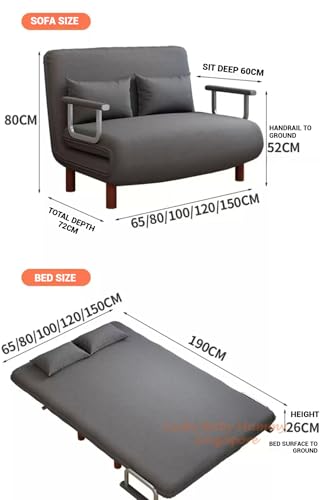Foldable Velvet Sofa Bed - Multi-functional Single Chair. Lazy Bed. Washable (Grey Fabric 190 * 80 * 26CM)