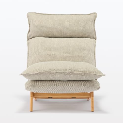Muji 12910992 High Back Recliner Sofa. Beige. Width 29.1 x Depth 44.9-53.1 inches (74 x 114-134.5 x 66.5-89.5 cm). 1 Seater. Polyester Plain Weave