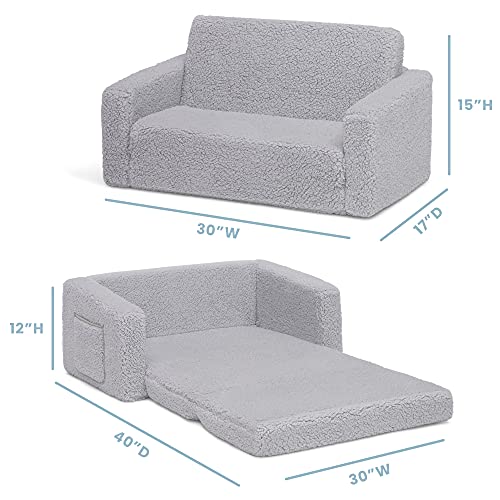 Cozee Flip Out Sherpa Sofa. Grey