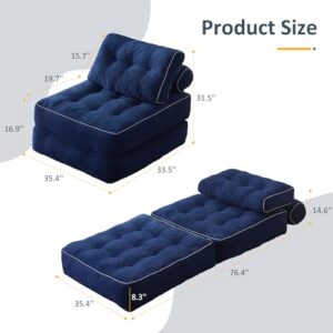 Afuson Folding Chair Bed. Futon Sofa Bed. Floor Couch for Adults Chair for Living Room. Lounge Sofa. Convertible Sofa Bed. Small Couches for Small Spaces. Blue