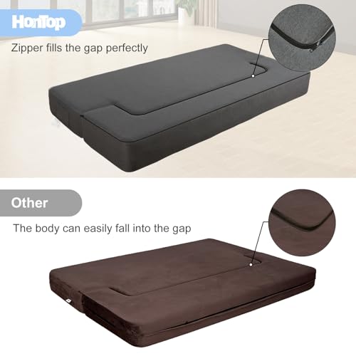 HonTop 8 Inch Folding Sofa Bed Couch Queen Memory Foam Convertible Futon Sleeper Chair Foam Bed for Bedroom Living Room Guest. Dark Grey Queen