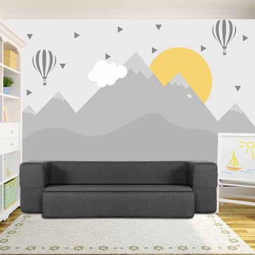 HonTop 8 Inch Folding Sofa Bed Couch Queen Memory Foam Convertible Futon Sleeper Chair Foam Bed for Bedroom Living Room Guest. Dark Grey Queen