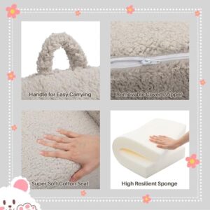 ALIMORDEN Kids Ultra-Soft Snuggle Foam Filled Chair. Toddler Cuddly Sherpa Reading Couch for Boys and Girls. Light Grey