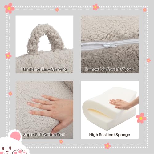 ALIMORDEN Kids Ultra-Soft Snuggle Foam Filled Chair. Toddler Cuddly Sherpa Reading Couch for Boys and Girls. Light Grey