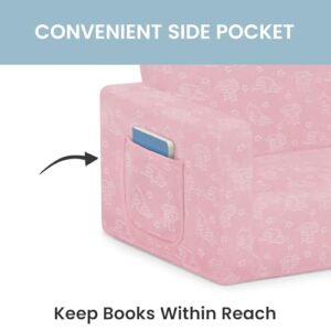 Delta Children Serta Perfect Sleeper Extra Wide Convertible Sofa to Lounger. Comfy 2-in-1 Flip Open Couch/Sleeper for Kids. Pink