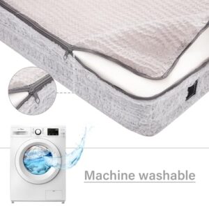 Tiita Folding Sofa Bed with Pillow Single Size Mattress&Plush Fabric with Portable Storage Bag.Floor Lounger Chair Bed for Living Room.Guest Room.Dorm.Apartment.Upstairs Loft.Home Office.White Gray