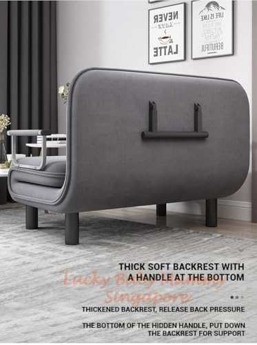 Foldable Velvet Sofa Bed - Multi-functional Single Chair. Lazy Bed. Washable (Grey Fabric 190 * 80 * 26CM)