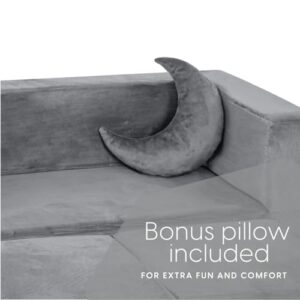 Milliard Kids Couch - Modular Kids Sofa for Toddler and Baby Playroom/Bedroom Furniture (Grey) with Bonus Pillow