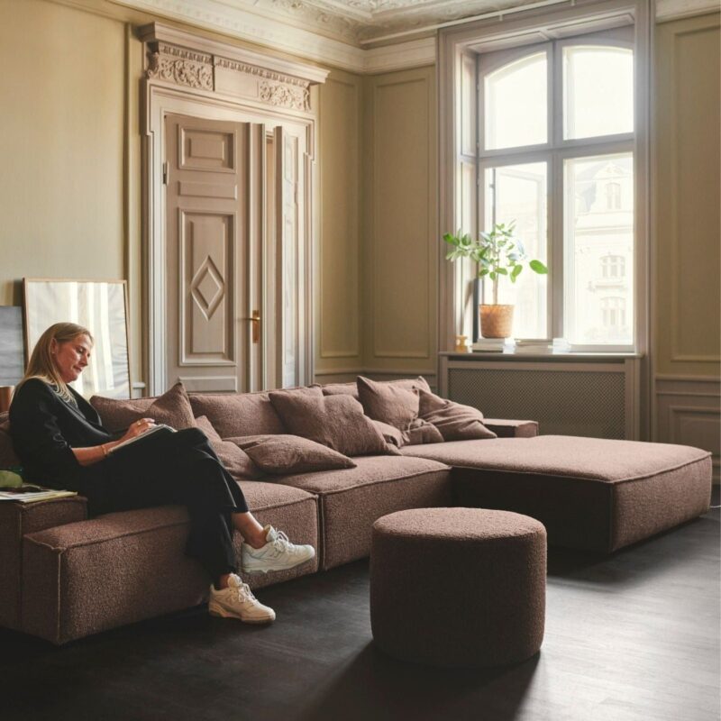 Daphne, Module Couch, 1 Seater Arm Right, Pebble Rust