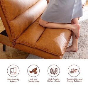 Opoiar Convertible Armless Futon Sofa Bed.3'' Memory Foam Modern Loveseat Couch.71'' L Sleeper Bed.Small Splitback Faux Leather for Living Room.Home Office.Apartment.Brown.534brown