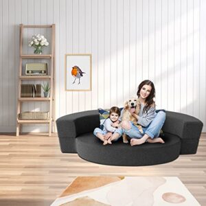 Nigoone Modern Folding Sofa Bed Couch Memory Foam with 2 Pillows Sleeper Sofa futon Couch for Bedroom Living Room Guests. Washable Set. Stylish Oval 76''L × 41.5''D × 10''H.Dark Gray