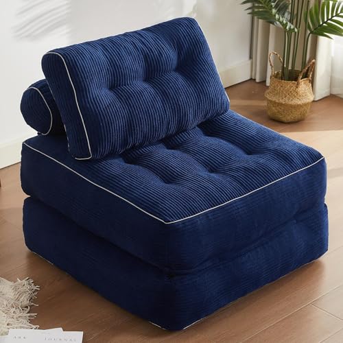 Afuson Folding Chair Bed. Futon Sofa Bed. Floor Couch for Adults Chair for Living Room. Lounge Sofa. Convertible Sofa Bed. Small Couches for Small Spaces. Blue