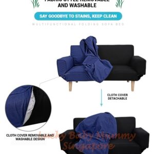 Z3 Foldable Lazy Sofa bed for Small Spaces/Fabric Sofa Bed/Double Sofa Chair (Blue)