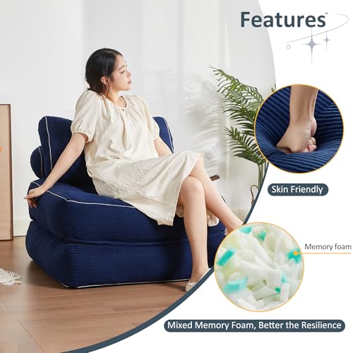 Afuson Folding Chair Bed. Futon Sofa Bed. Floor Couch for Adults Chair for Living Room. Lounge Sofa. Convertible Sofa Bed. Small Couches for Small Spaces. Blue