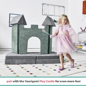 Yourigami Kids and Toddler Play Couch. Convertible Folding Sofa. Durable Foam Modular Design. Mountain Gray