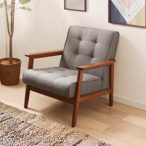 Iris Plaza H153-11GY Sofa Single Seater Fabric. Gray. Width Approx. 25.6 inches (65 cm)