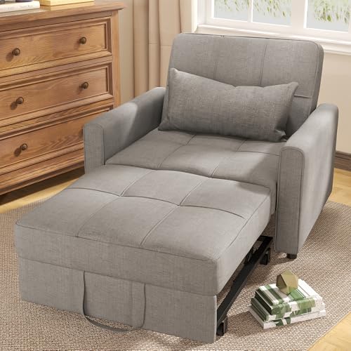 Gizoon Sofa Bed Chair 3-in-1 Convertible. Pullout Single Sleeper Chair Bed with Adjustable Backrest. Spacious Multifunctional Sofa Couches for Living Room. Bedroom. Apartment