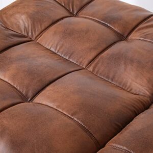Hcore Convertible Futon Sofa Bed Brwon PU Memory Foam Loveseat.Small Euro Lounger Sofa for Compact Living Spaces.Apartment.Dorm.Studio.Guest Room.Home Office