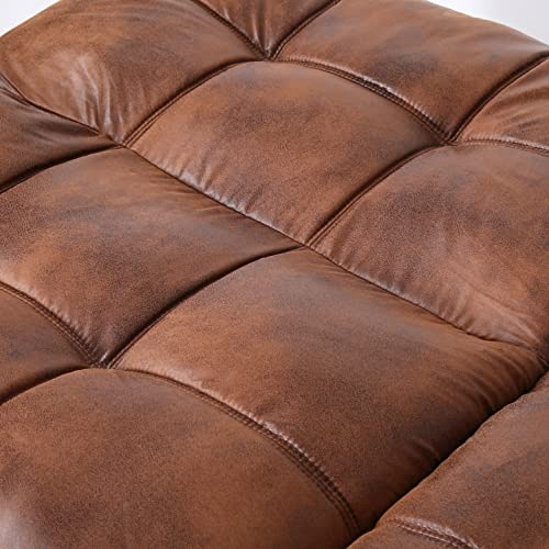Hcore Convertible Futon Sofa Bed Brwon PU Memory Foam Loveseat.Small Euro Lounger Sofa for Compact Living Spaces.Apartment.Dorm.Studio.Guest Room.Home Office