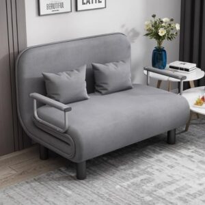 Foldable Velvet Sofa Bed - Multi-functional Single Chair. Lazy Bed. Washable (Grey Fabric 190 * 80 * 26CM)