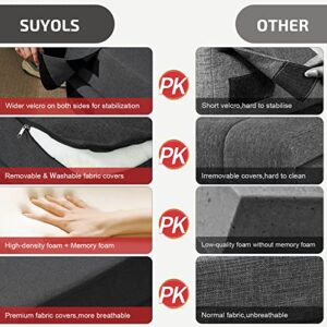 SUYOLS Folding Sofa Bed with Pillow- Convertible Chair Floor Couch & Sleeping Mattress. Foldable Memory Foam Sleeper for Living Room/Dorm/Guest Room/Home Office/Apartment/Loft. Single26. Dark Gray