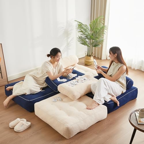 Afuson Folding Chair Bed. Futon Sofa Bed. Floor Couch for Adults Chair for Living Room. Lounge Sofa. Convertible Sofa Bed. Small Couches for Small Spaces. Blue