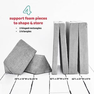 Yourigami Kids and Toddler Play Couch. Convertible Folding Sofa. Durable Foam Modular Design. Mountain Gray