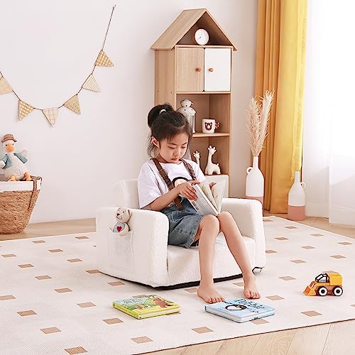 Tiita Kids Sofa. 2-in-1 Kids Sofa Chair. Convertible Children Couch to Lounger. Flip Out Kids Sofa Chair. Toddler Armrest Chair Bed. Folding Kids Play Sofa for Girl or Boy (Beige)