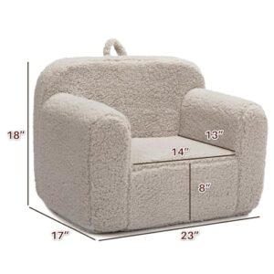 ALIMORDEN Kids Ultra-Soft Snuggle Foam Filled Chair. Toddler Cuddly Sherpa Reading Couch for Boys and Girls. Light Grey