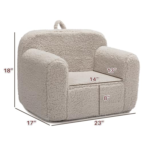 ALIMORDEN Kids Ultra-Soft Snuggle Foam Filled Chair. Toddler Cuddly Sherpa Reading Couch for Boys and Girls. Light Grey