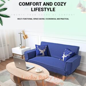 Z3 Foldable Lazy Sofa bed for Small Spaces/Fabric Sofa Bed/Double Sofa Chair (Blue)