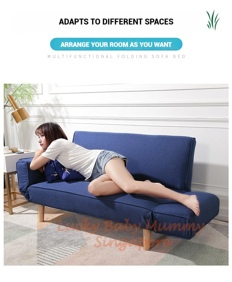 Z3 Foldable Lazy Sofa bed for Small Spaces/Fabric Sofa Bed/Double Sofa Chair (Blue)